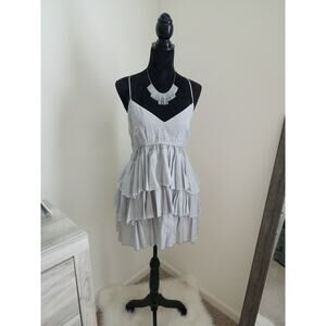 BCBGeneration Black White Striped Layered Ruffle Mini Dress M